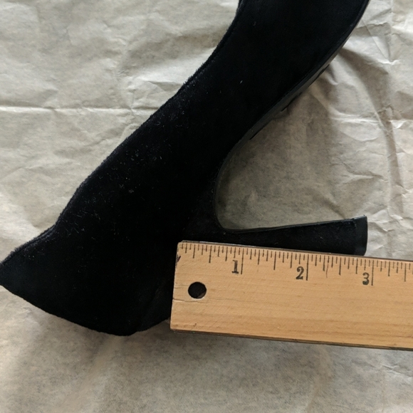 Bejeweled Velour Curved Peep Toe Heels - Picture 10 of 10